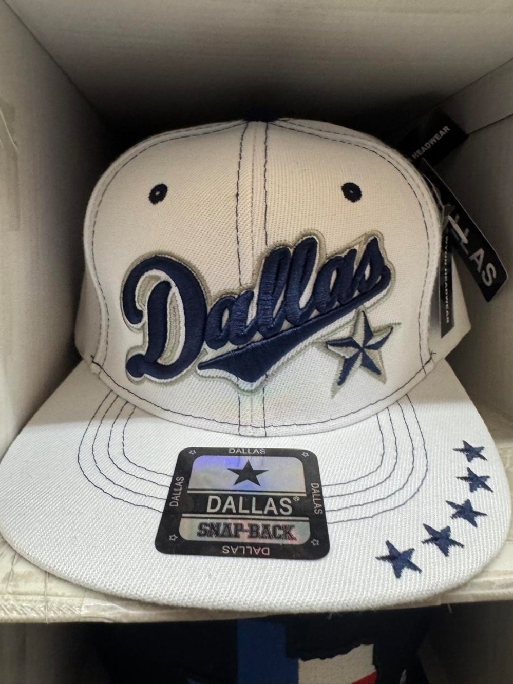 Dallas Cowboys NFL Embroidered Snapback Cap - White and Navy